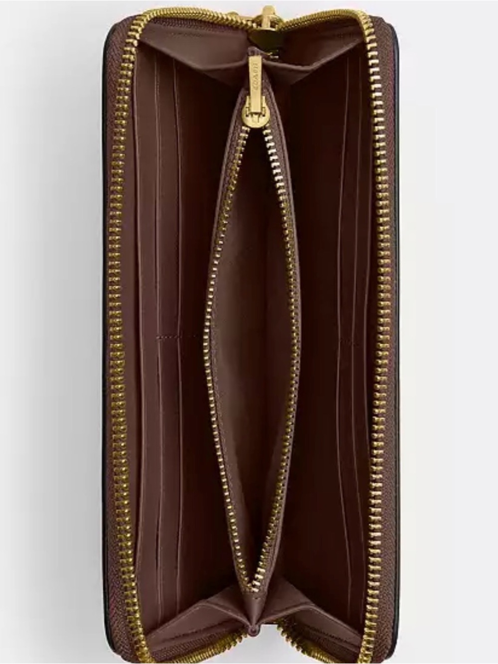 Coach Burgundy Accordion Zip Wallet with Gold Accent - Picture 3 of 7